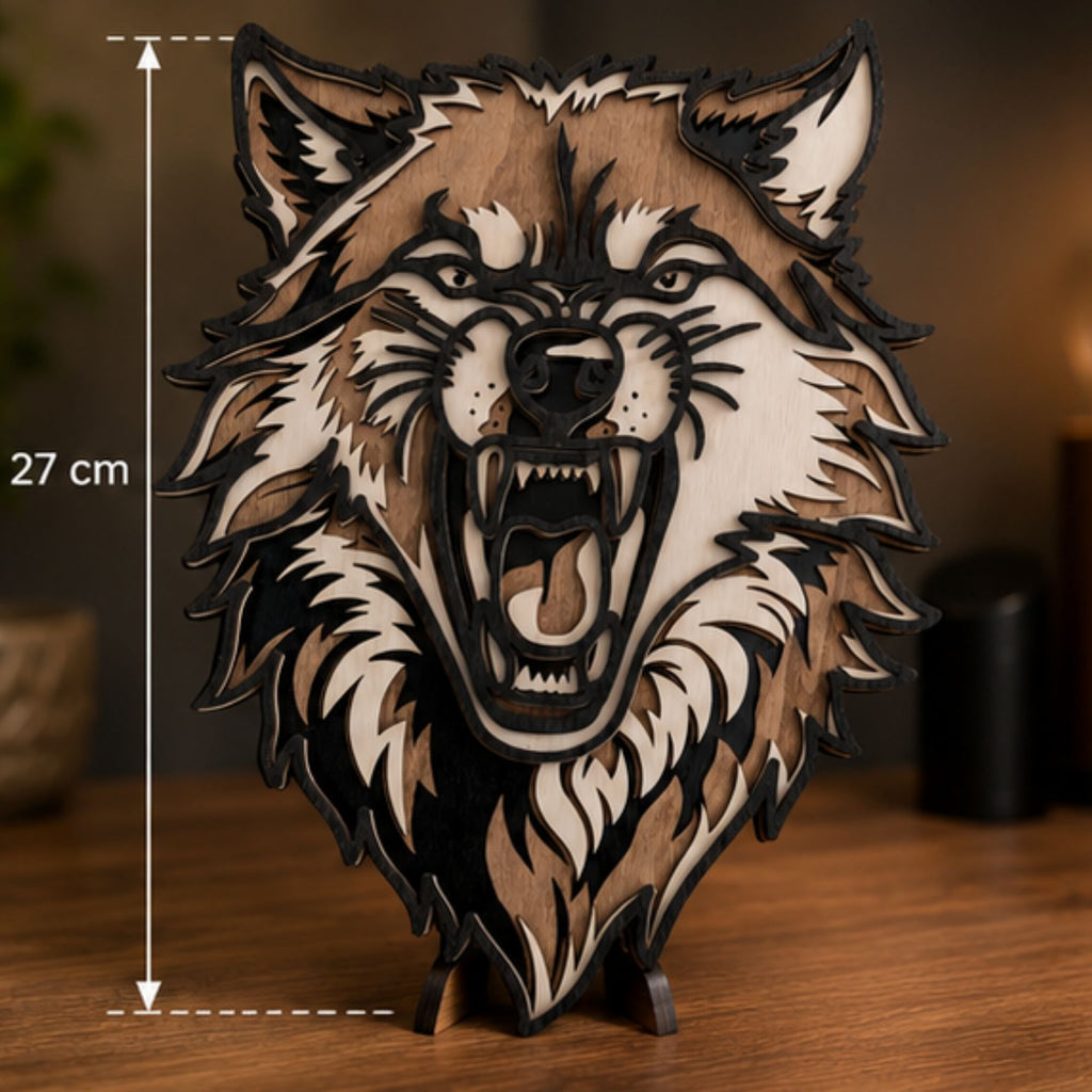 Decoración de pared con diseño de lobo en relieve